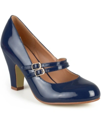 Journee Collection Women's Wendy Double Strap Heels Women's Shoes In Blue