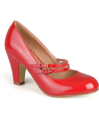 Journee Collection Womens Windy Double Strap Round Toe Block Heel Mary Jane Pumps In Red