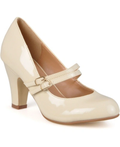 Journee Collection Women's Wendy Double Strap Heels Women's Shoes In Beige