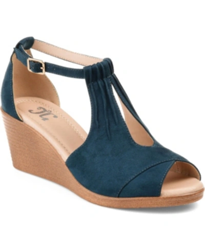 Journee Collection Women's Kedzie Wedge Sandals In Blue