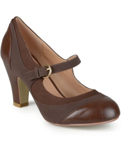 Journee Collection Women's Siri Tweed Buckle Heels Women's Shoes In Brown