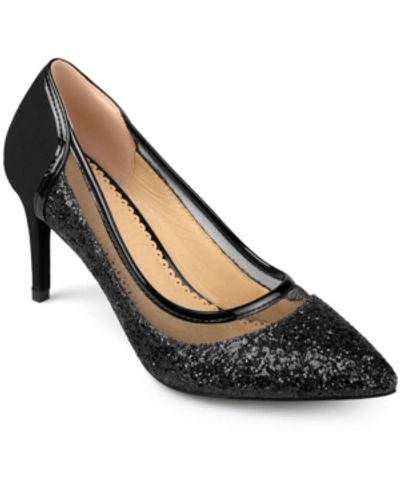 Journee Collection Kalani   Womens Glitter Padded Insole Dress Heels In Black