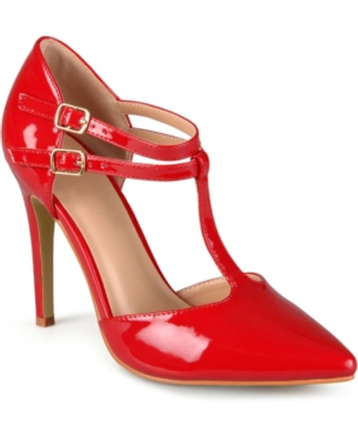 Journee Collection Women's Tru T Strap Stiletto Pumps In Red