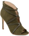 Journee Collection Women's Samara Peep Toe Stiletto Dress Booties In Olive