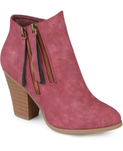 JOURNEE COLLECTION WOMEN'S VALLY DOUBLE ZIPPER STACKED HEEL ANKLE BOOTIES