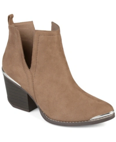 Journee Collection Women's Issla Block Heel Western Booties In Taupe