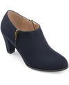 Journee Collection Sanzi Womens Faux Suede Block Heel Booties In Navy