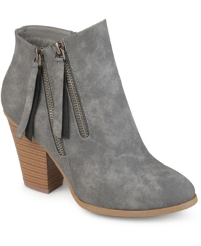 Journee Collection Womens Vally Inside Zip Stacked Heel Booties In Grey