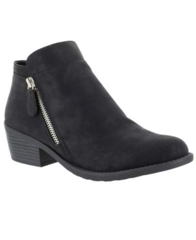 Easy Street Gusto Womens Faux Suede Block Heel Ankle Boots In Black