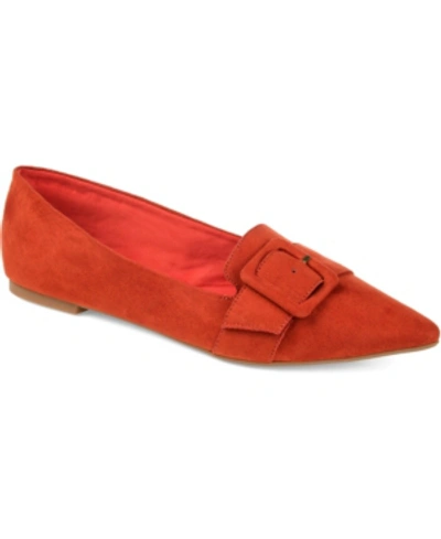 Journee Collection Women's Audrey Buckle Pointed Toe Ballet Flats In Rust