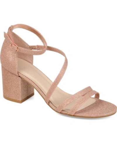 Journee Collection Women's Bella Strappy Block Heel Dress Sandals In Pink
