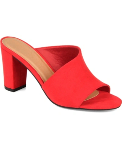 Journee Collection Allea Womens Slip On Block Heel Mule Sandals In Red