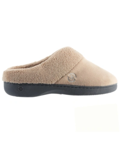 Isotoner Signature Women's Micro Terry Sport Hoodback Slippers In Taupe