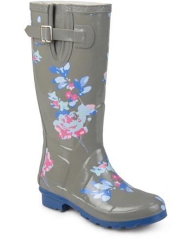 Journee Collection Women's Mist Pull On Lug Sole Rainboots In Grey
