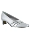 Easy Street Entice Womens Faux Leather Square Toe Dress Pumps In Silver Satin