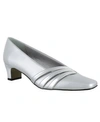 Easy Street Entice Womens Faux Leather Square Toe Dress Pumps In Silver