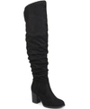 Journee Collection Kaison Womens Faux Suede Wide Calf Thigh-high Boots In Grey