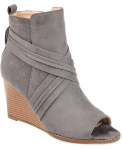 Journee Collection Sabeena Wedge Peep Toe Bootie In Grey