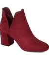 Journee Collection Gwenn Womens Faux Suede Square Toe Booties In Burgundy