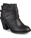 Journee Collection Women's Strap Wide Width Round Toe Stacked Heel Dress Booties In Black