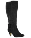 Bella Vita Troy Ii Plus Womens Faux Suede Wide Calf Knee-high Boots In Black Super Suede