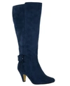 Bella Vita Troy Ii Wide Calf Tall Dress Boots Women's Shoes In Navy Super Suede