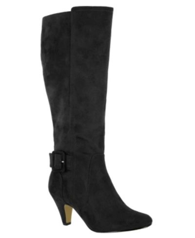Bella Vita Troy Ii Plus Womens Faux Suede Wide Calf Knee-high Boots In Black Suede