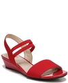 Lifestride Yolo Womens Solid Ankle Strap Wedge Sandals In Red