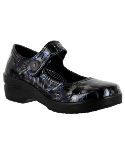 Easy Street Easy Works By  Women's Letsee Mary Jane Clogs Women's Shoes In Black,silver