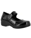 Easy Street Letsee Womens Patent Adjustable Clogs In Black Patent