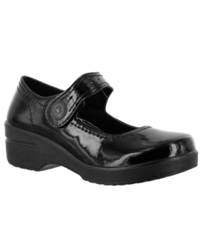 Easy Street Easy Works By  Women's Letsee Mary Jane Clogs In Black Patent