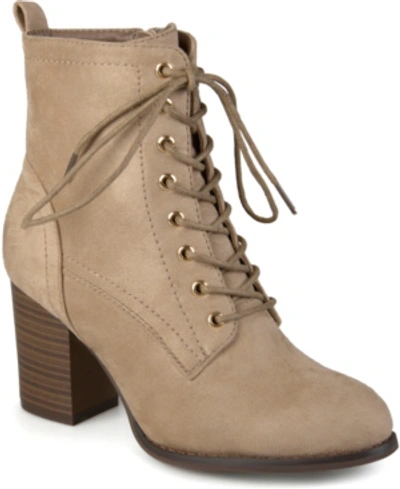 Journee Collection Women's Baylor Lace-up Booties Women's Shoes In Taupe