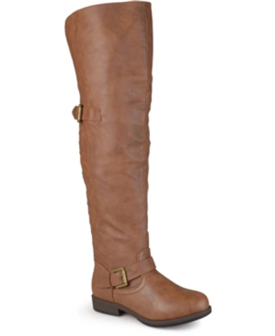 Journee Collection Women's Kane Wide Calf Over The Knee Boots In Chestnut