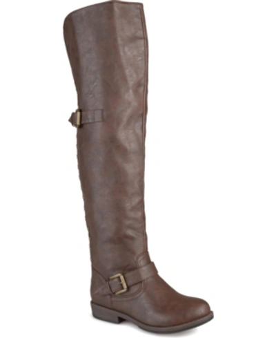 Journee Collection Women's Kane Wide Calf Over The Knee Boots In Brown