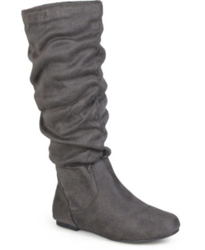 Journee Collection Women's Rebecca Wide Calf Slouch Mid Shaft Boots In Grey