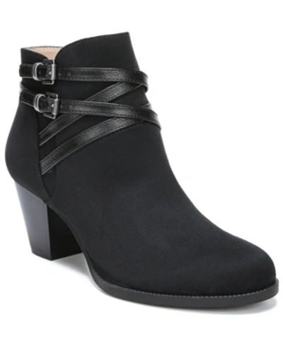 Lifestride Jezebel Womens Memory Foam Block Heel Boot In Black Fabric,faux Leather