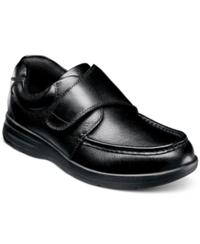 Nunn Bush Men's Cam-strap Moc-toe Lightweight Loafers Men's Shoes In Black Tumble