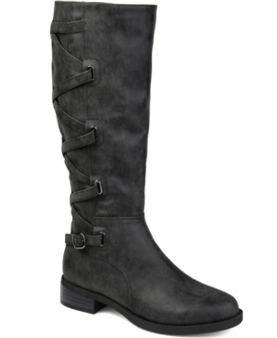 Journee Collection Carly Lace Back Tall Boot In Black