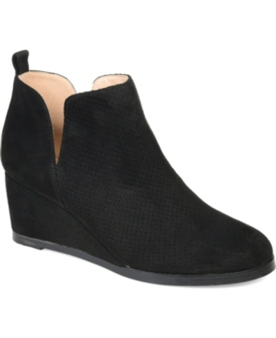 Journee Collection Mylee Perforated Wedge Bootie In Black
