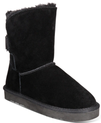 Style & Co Teenyy Womens Suede Faux Fur Lined Winter Boots In Black