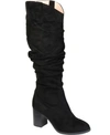 Journee Collection Aneil Womens Faux Suede Extra Wide Calf Block Heels In Black
