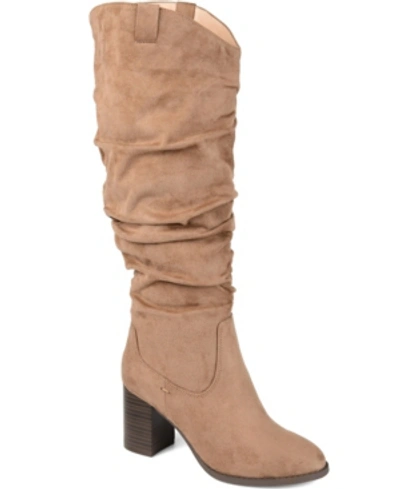 Journee Collection Journee Aneil Ruched Tall Boot In Taupe