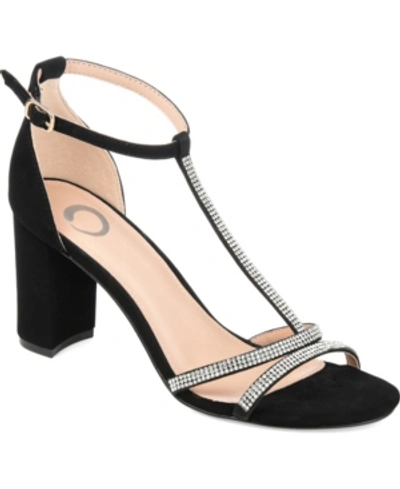 Journee Collection Denali Womens Rhinestone T-strap Sandals In Black