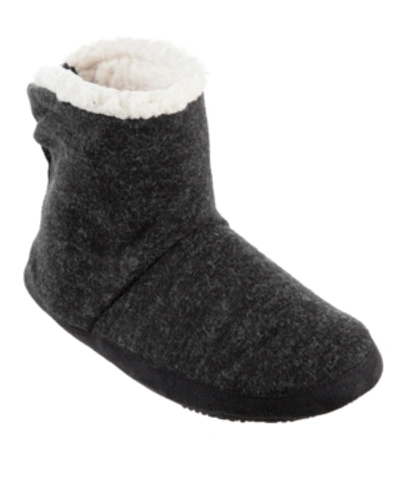 Isotoner Signature Women's Microsuede And Heathered Knit Marisol Boot Slipper, Online Only In Black