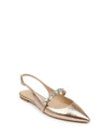 Jewel Badgley Mischka Bambi Womens Coated Ankle Stap Pointed Toe Flats In Rose