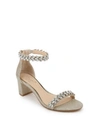 Jewel Badgley Mischka Women's Bronwen Block Heel Evening Sandals Women's Shoes In Gold Glitter