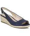 Lifestride Women's Socialite Peep Toe Slingback Espadrille Wedge Sandals In Navy