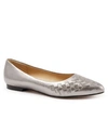 Trotters Estee Woven Womens Leather Slip On Ballet Flats In Silver-tone