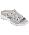 Easy Spirit Women's Traciee Square Toe Casual Flat Sandals Women's Shoes In Silver Snake Print