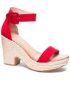 Chinese Laundry Queen Wedge Sandals Women's Shoes In Red